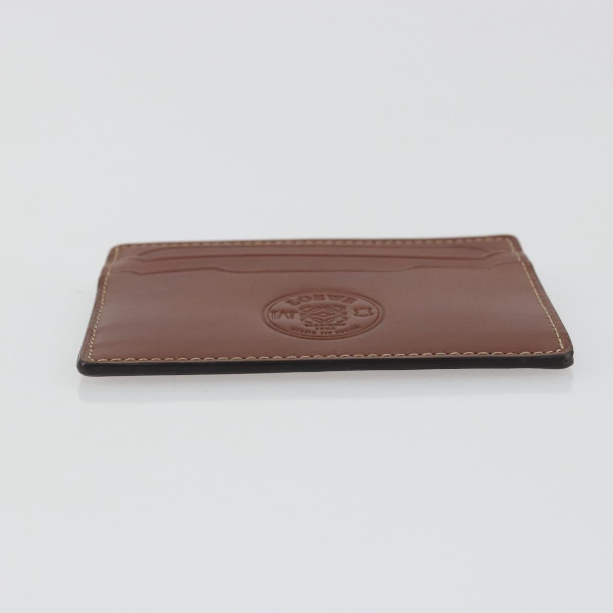 LOEWE Card Case Leather Brown Auth 193161V