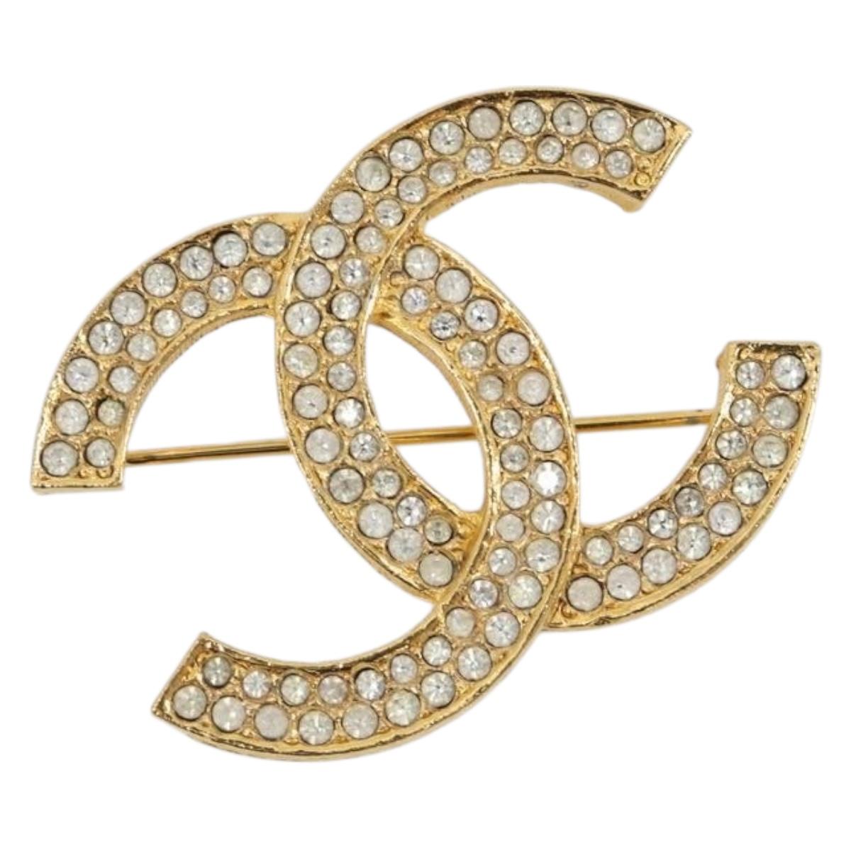 CHANEL COCO Mark Brooch metal Gold Tone CC Auth 193163V