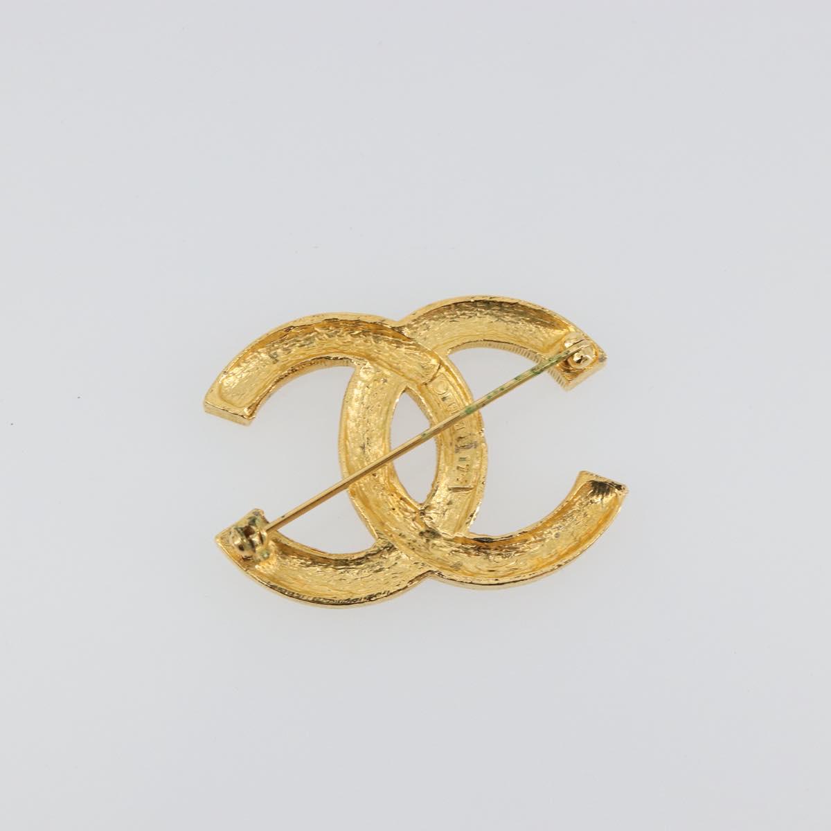 CHANEL COCO Mark Brooch metal Gold Tone CC Auth 193163V