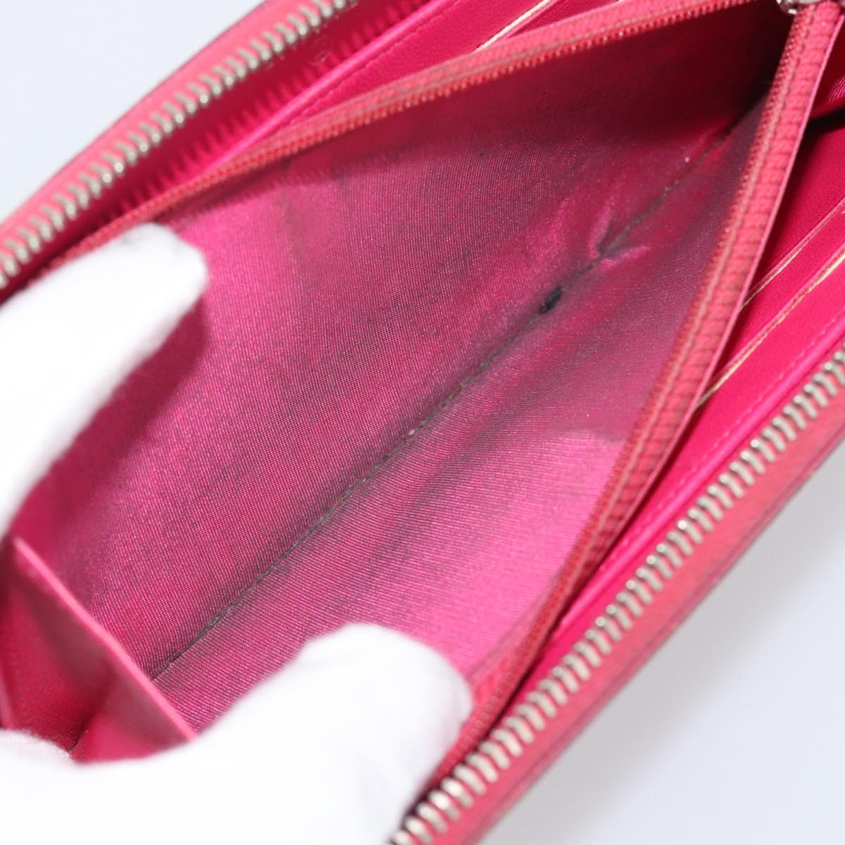 CHANEL Matelasse Long Wallet Lamb Skin Pink Silver CC Auth 193166