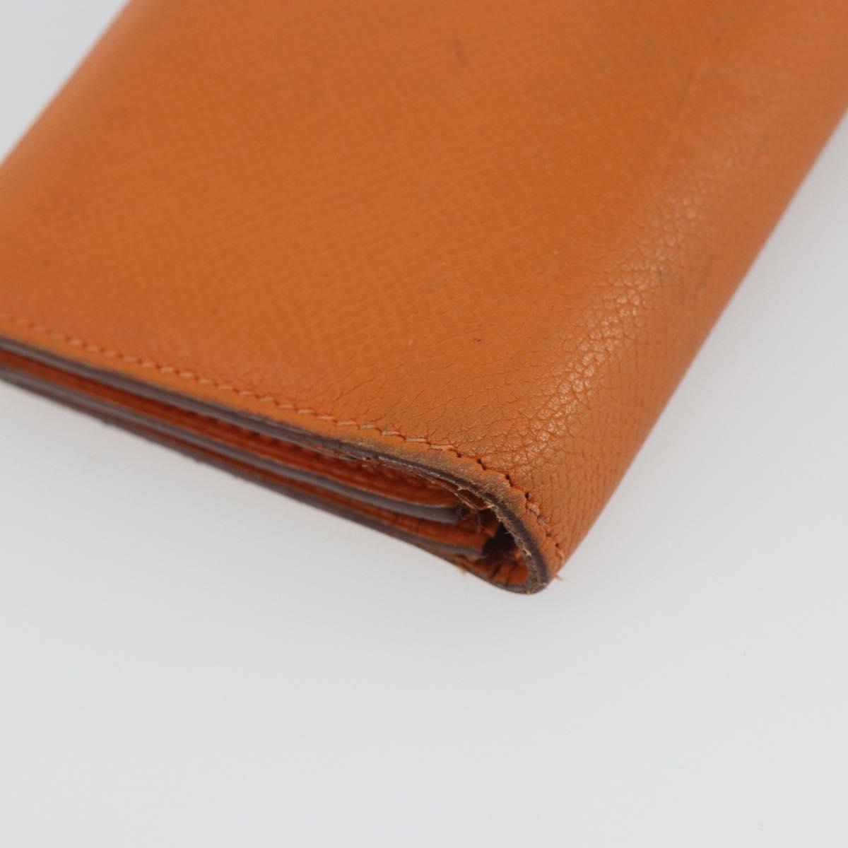 HERMES Bearn Dupri Long Wallet Leather Orange Gold Auth 193167