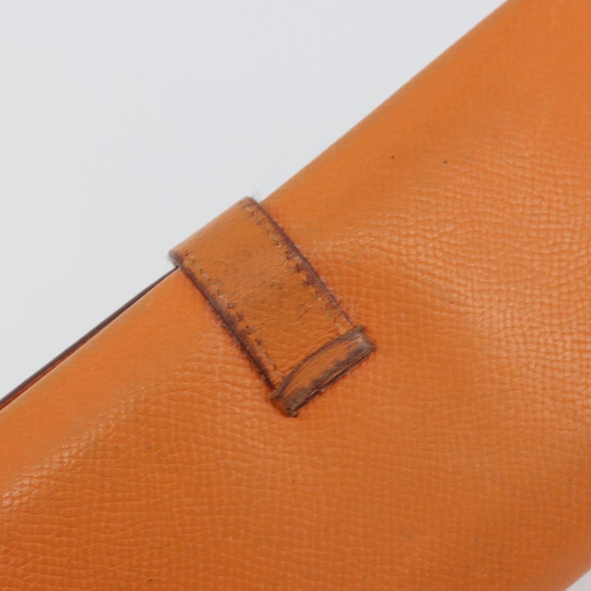HERMES Bearn Dupri Long Wallet Leather Orange Gold Auth 193167