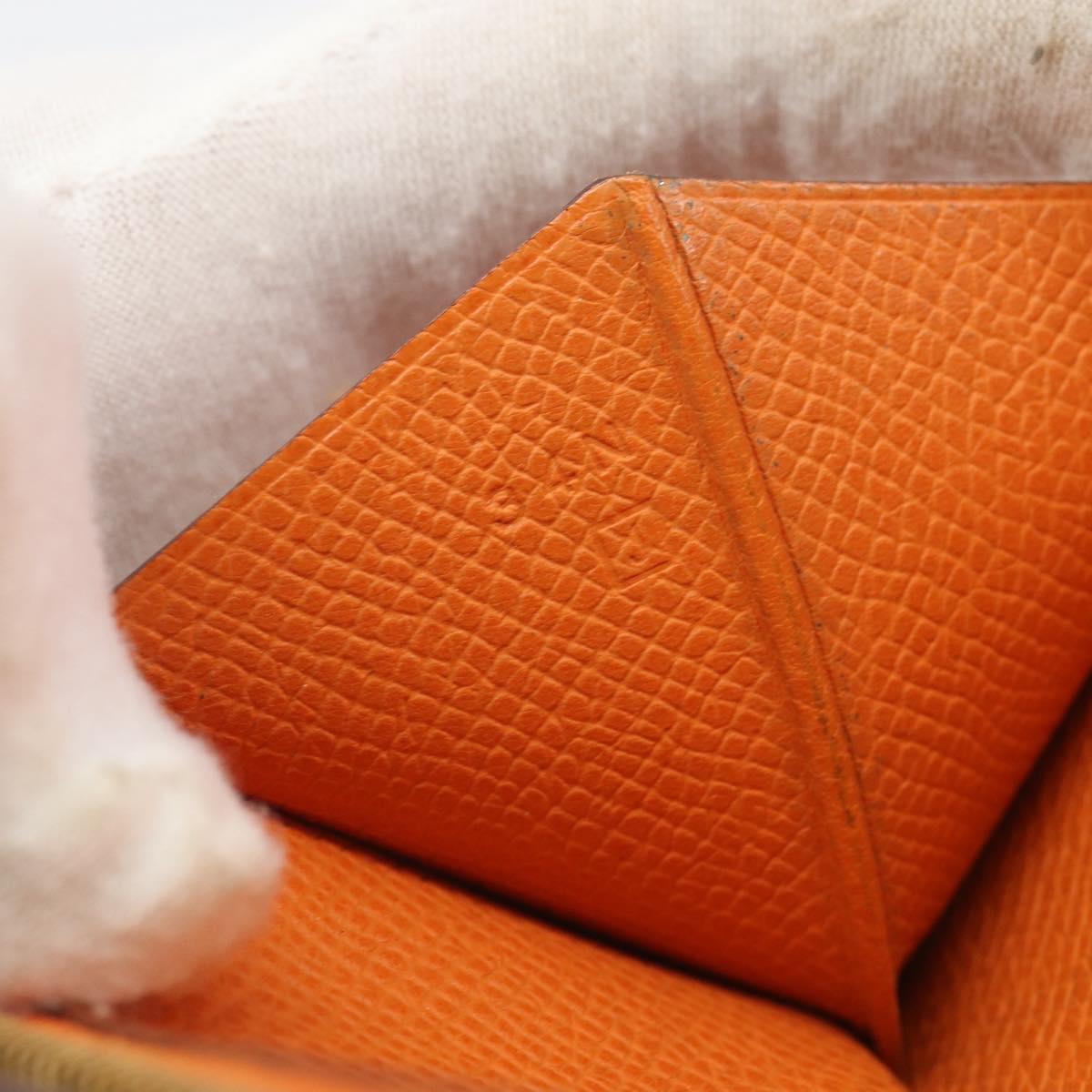 HERMES Bearn Dupri Long Wallet Leather Orange Gold Auth 193167