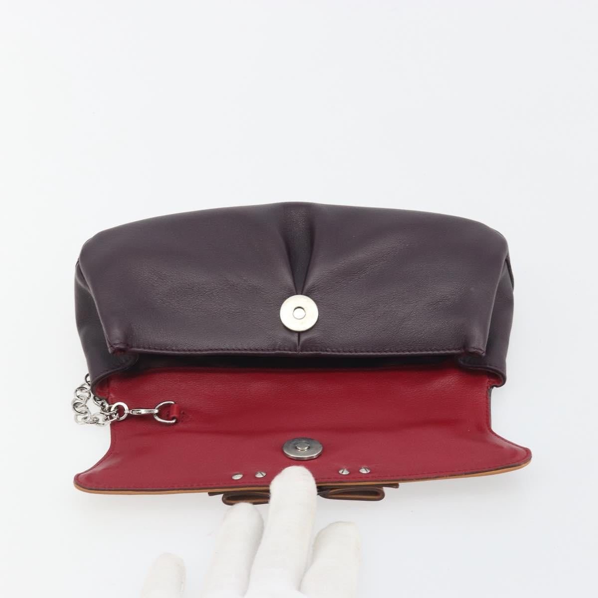 Salvatore Ferragamo Clutch Bag Leather Purple Silver Auth 193169A