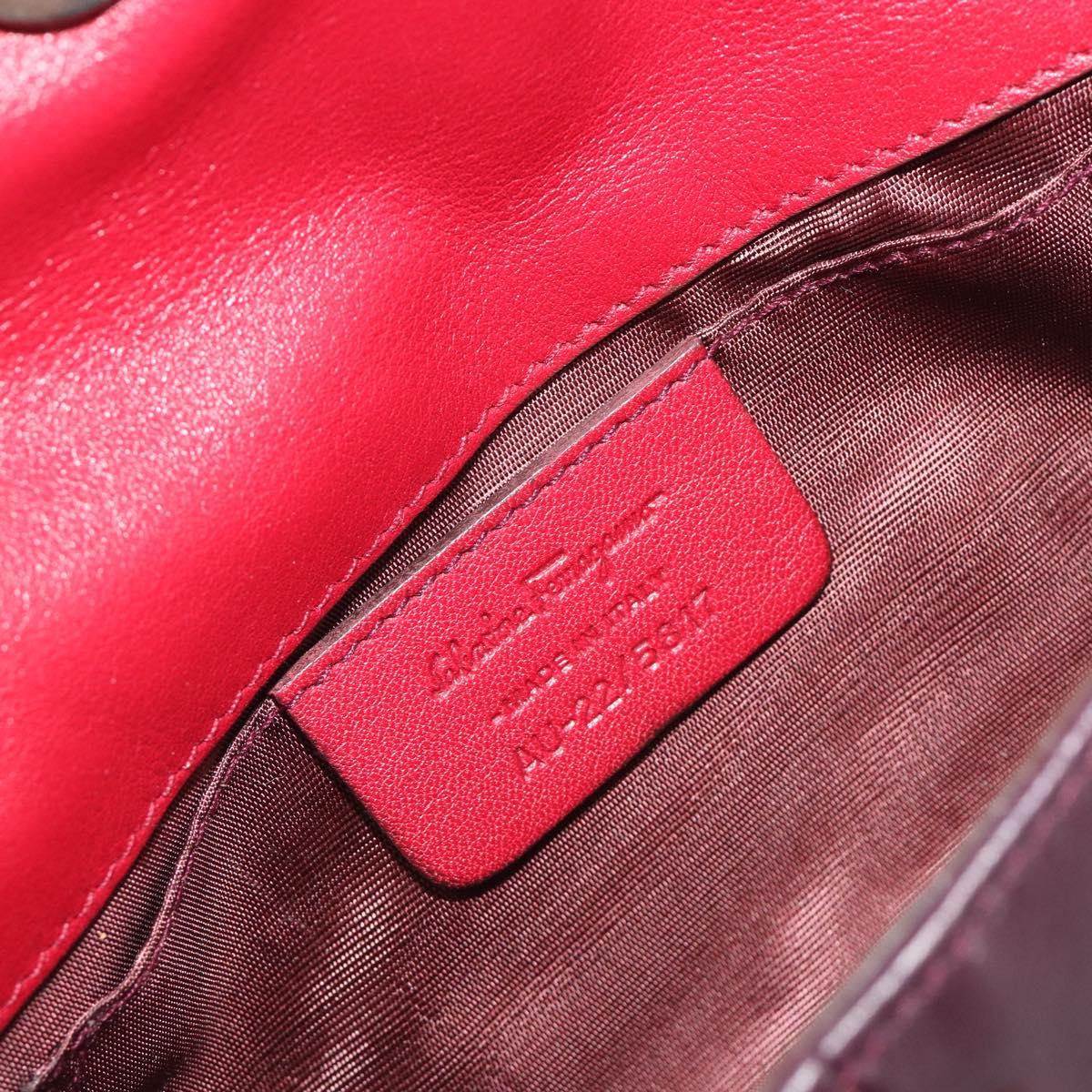 Salvatore Ferragamo Clutch Bag Leather Purple Silver Auth 193169A
