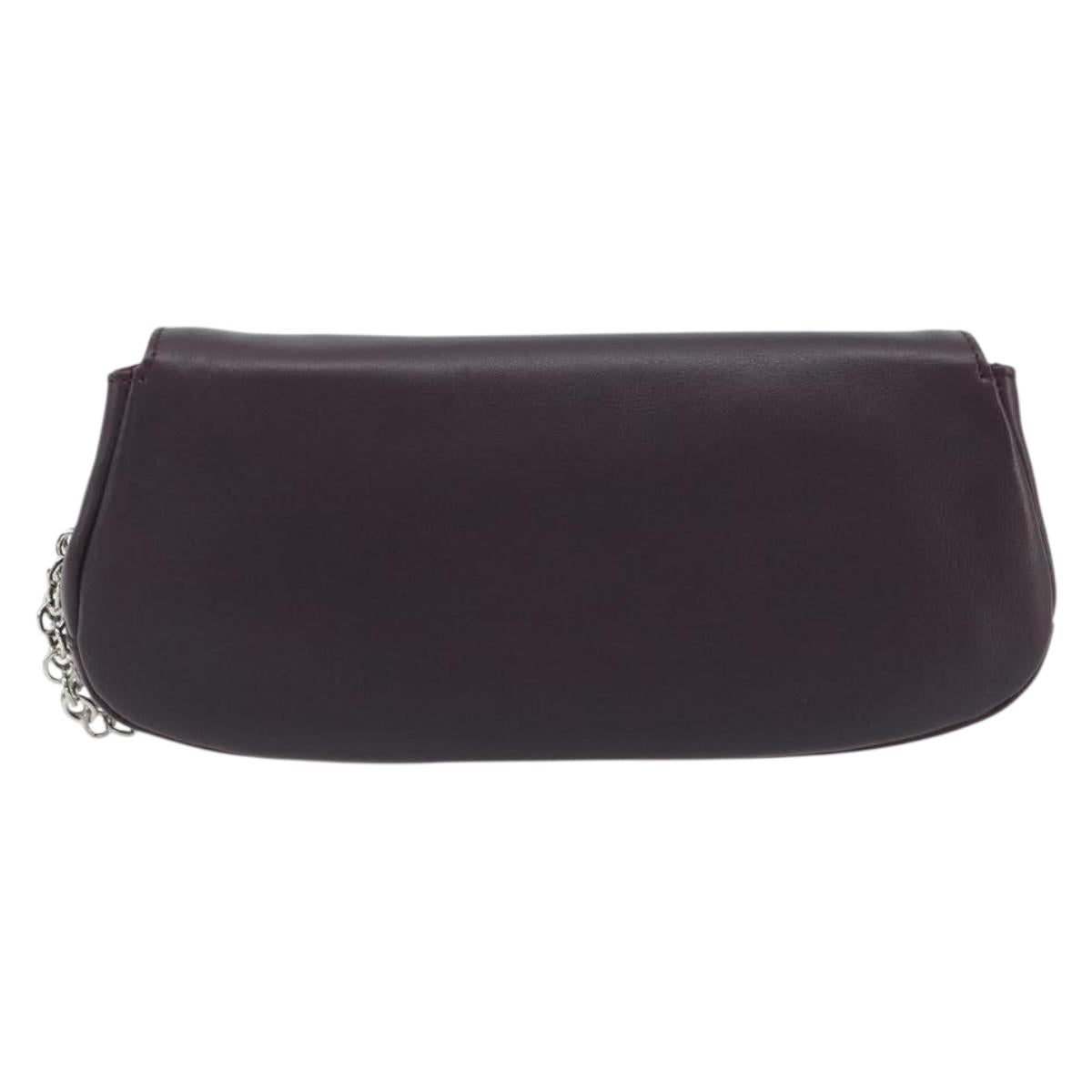 Salvatore Ferragamo Clutch Bag Leather Purple Silver Auth 193169A