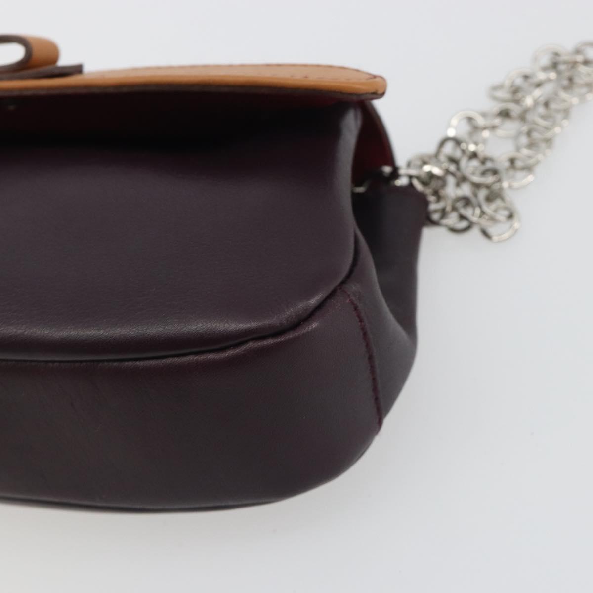 Salvatore Ferragamo Clutch Bag Leather Purple Silver Auth 193169A