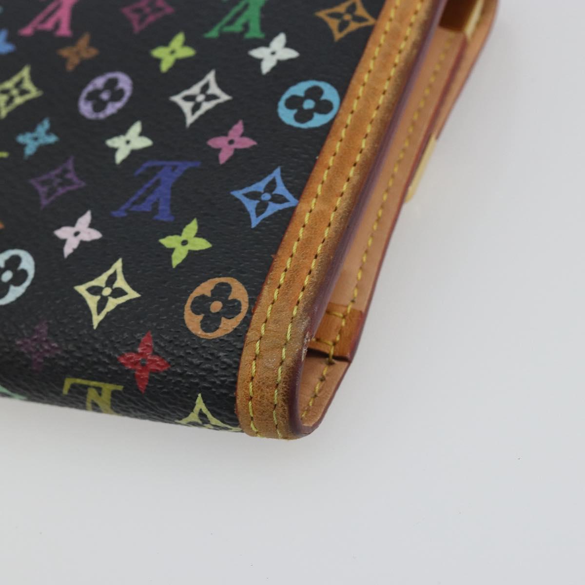LOUIS VUITTON Monogram Multicolor Porte Tresor Wallet Black M92658 Auth 193171