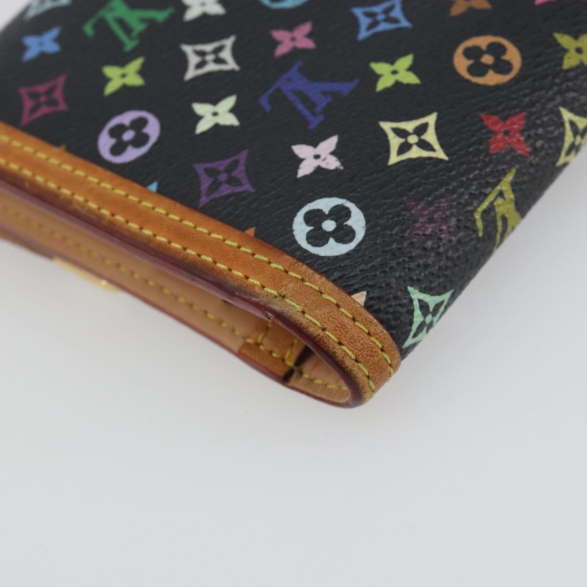 LOUIS VUITTON Monogram Multicolor Porte Tresor Wallet Black M92658 Auth 193171