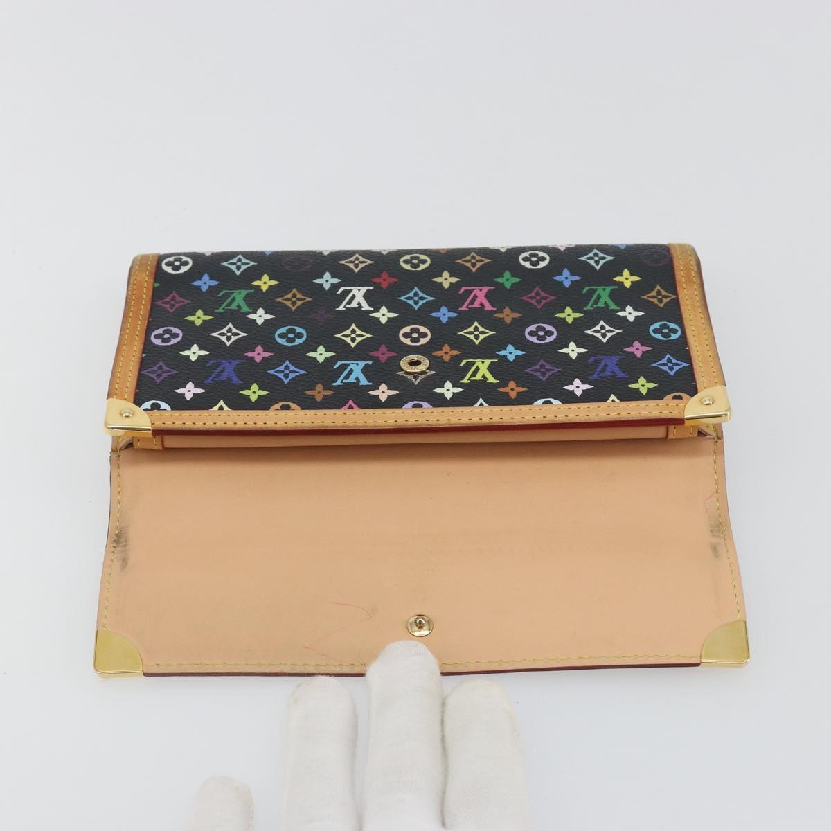 LOUIS VUITTON Monogram Multicolor Porte Tresor Wallet Black M92658 Auth 193171