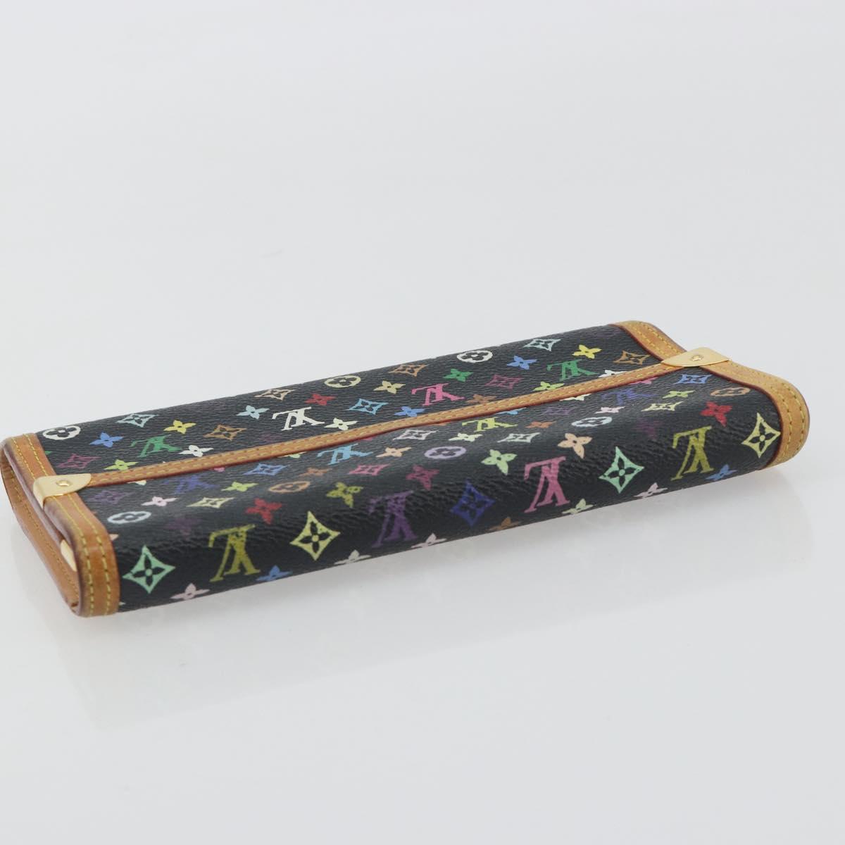LOUIS VUITTON Monogram Multicolor Porte Tresor Wallet Black M92658 Auth 193171