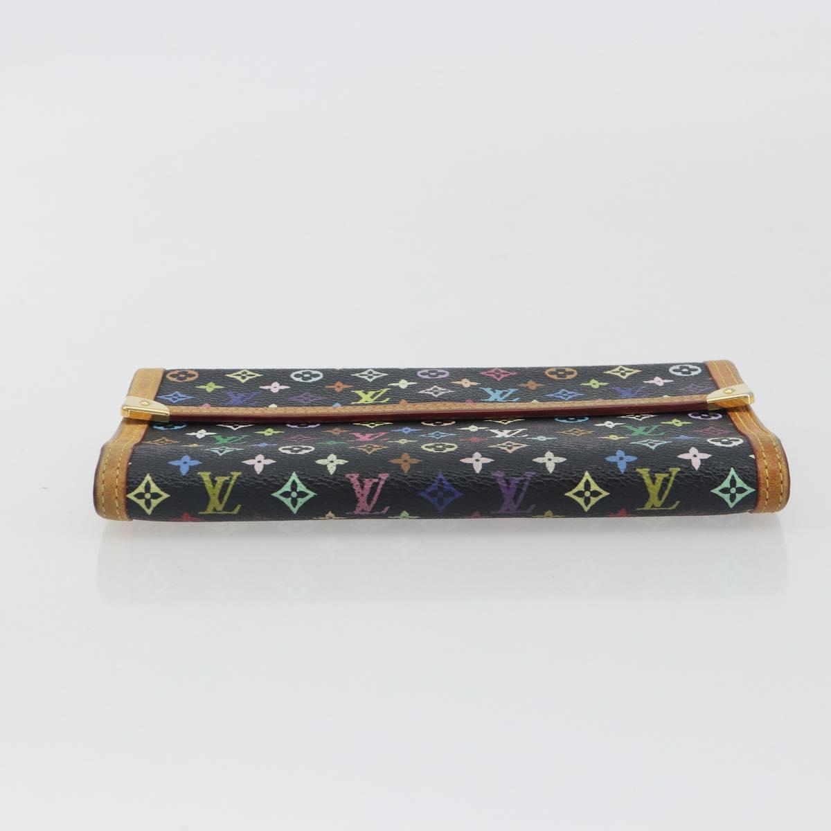 LOUIS VUITTON Monogram Multicolor Porte Tresor Wallet Black M92658 Auth 193171