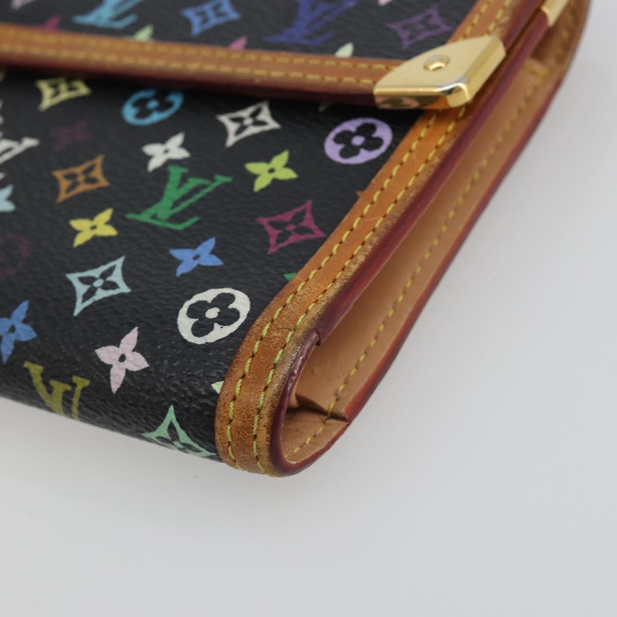 LOUIS VUITTON Monogram Multicolor Porte Tresor Wallet Black M92658 Auth 193171
