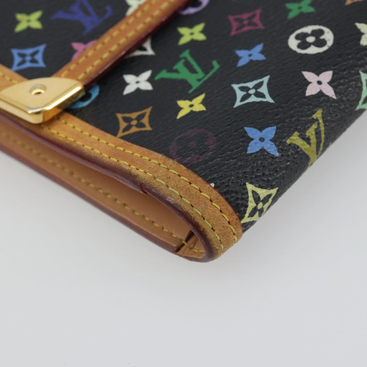 LOUIS VUITTON Monogram Multicolor Porte Tresor Wallet Black M92658 Auth 193171