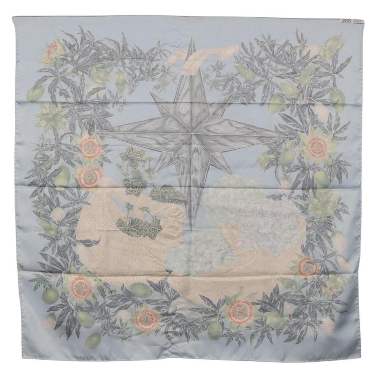 HERMES Carre 90 Scarf Silk Light Blue Auth 193177