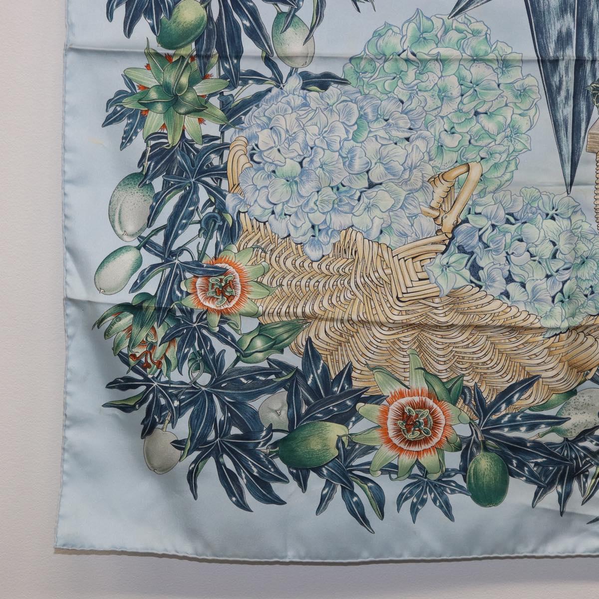 HERMES Carre 90 Scarf Silk Light Blue Auth 193177
