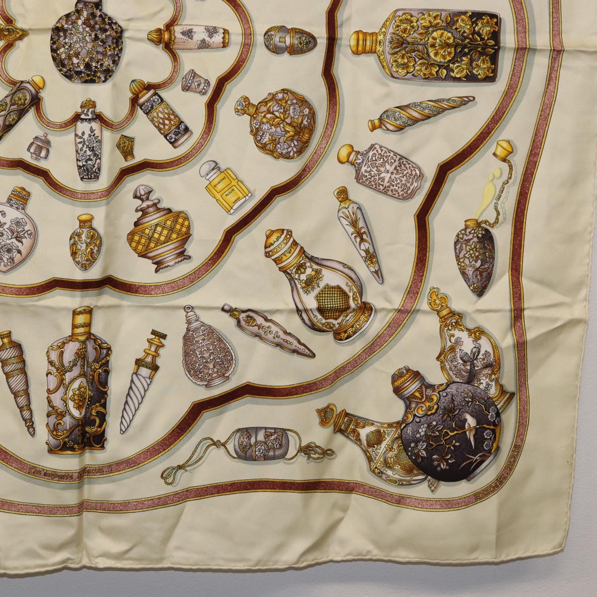 HERMES Carre 90 Scarf Silk Beige Auth 193213