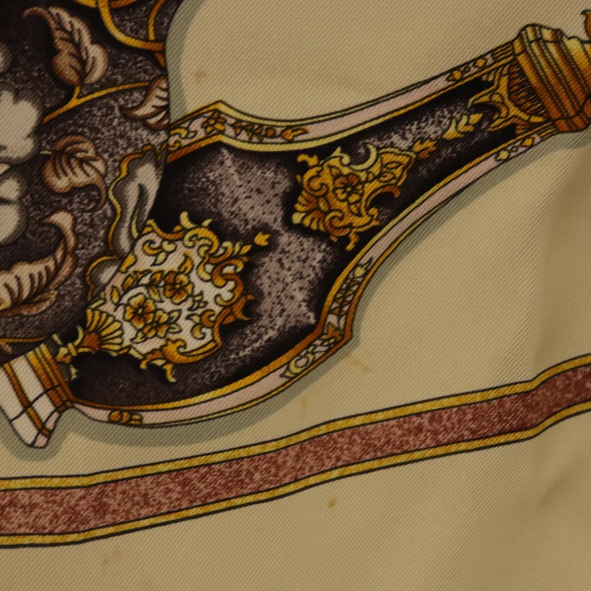 HERMES Carre 90 Scarf Silk Beige Auth 193213