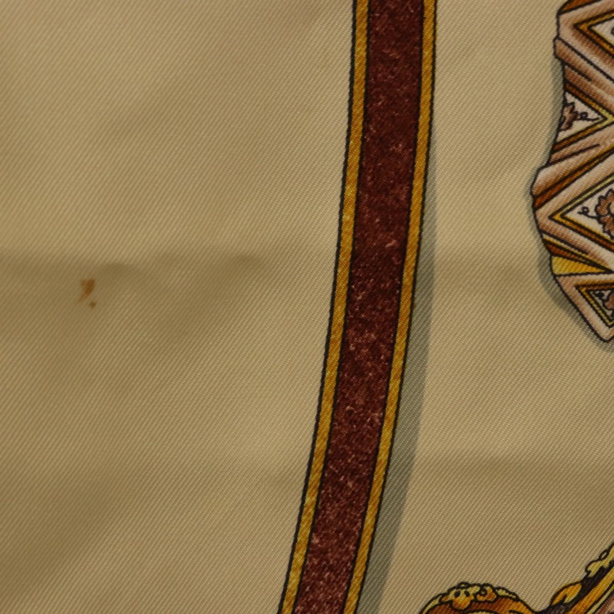 HERMES Carre 90 Scarf Silk Beige Auth 193213