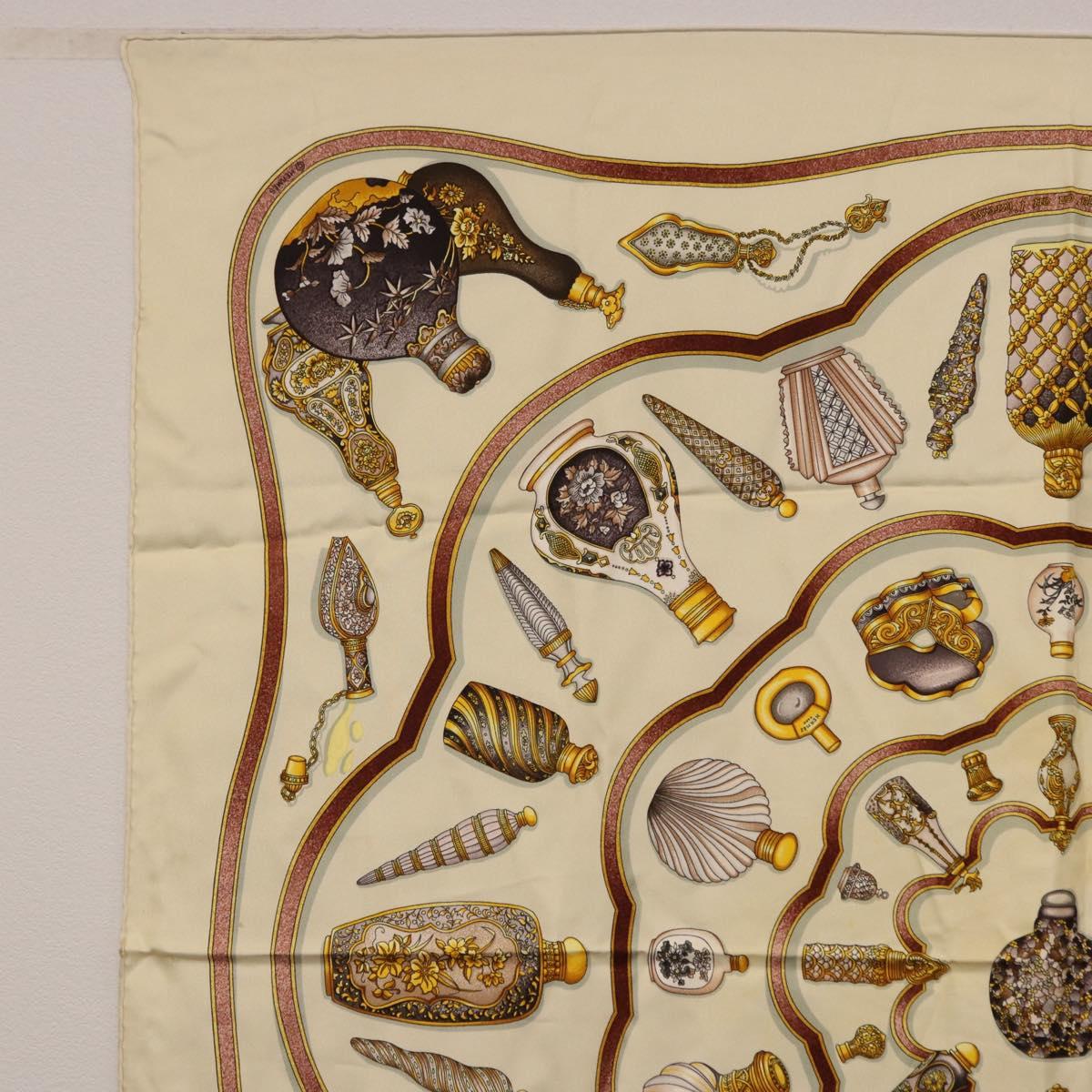 HERMES Carre 90 Scarf Silk Beige Auth 193213