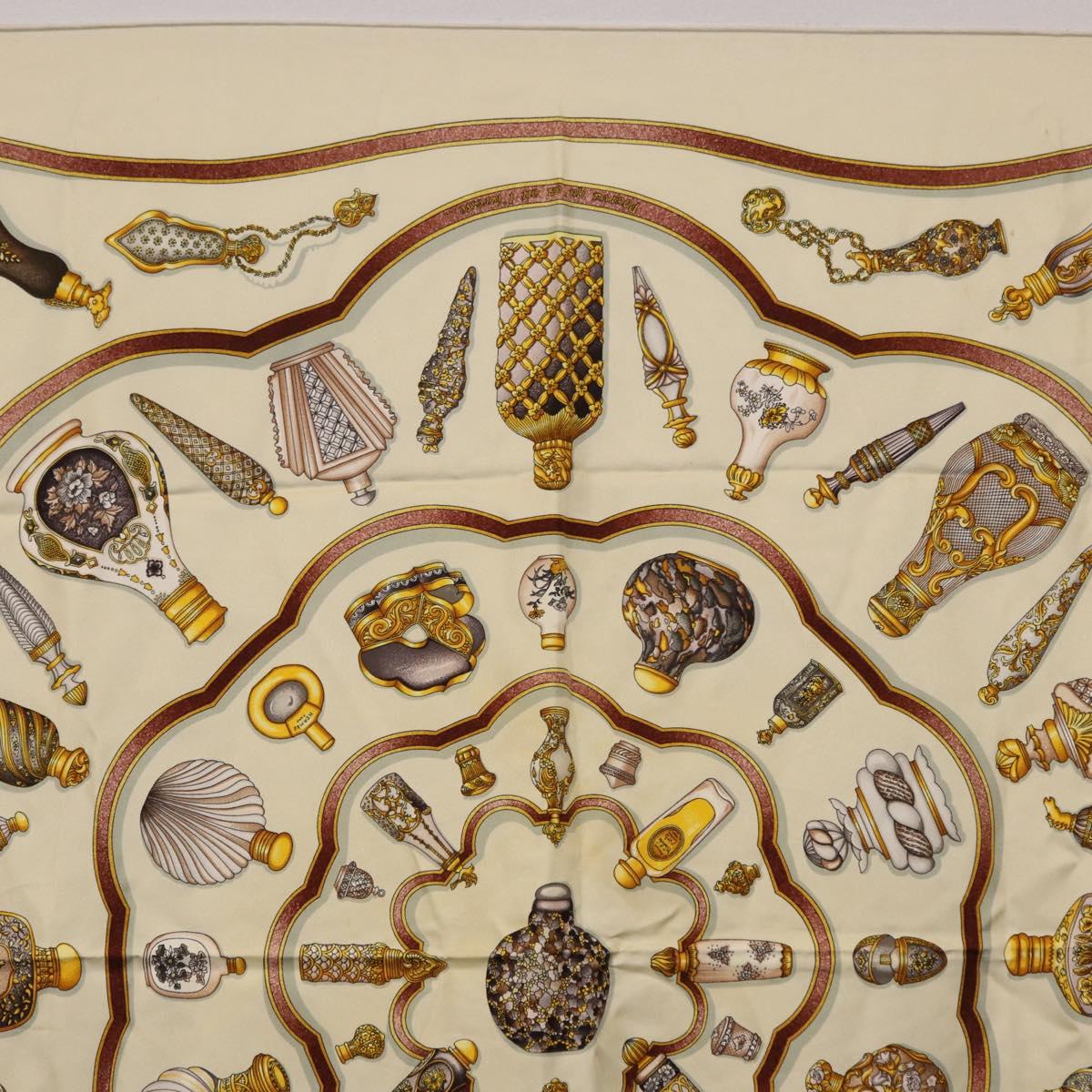 HERMES Carre 90 Scarf Silk Beige Auth 193213