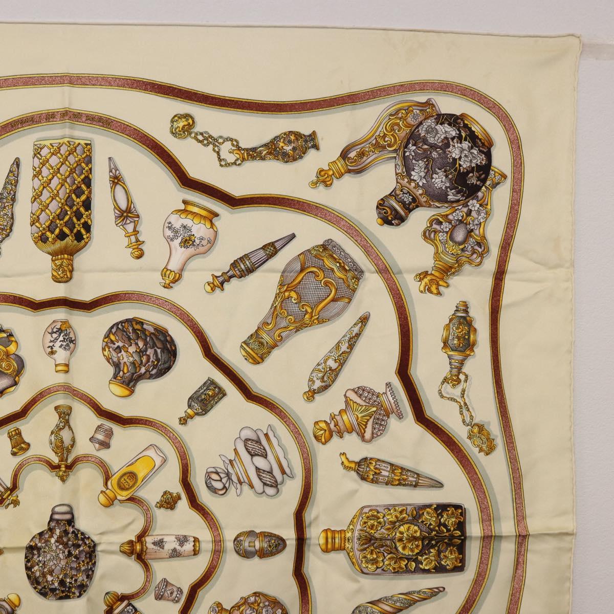 HERMES Carre 90 Scarf Silk Beige Auth 193213