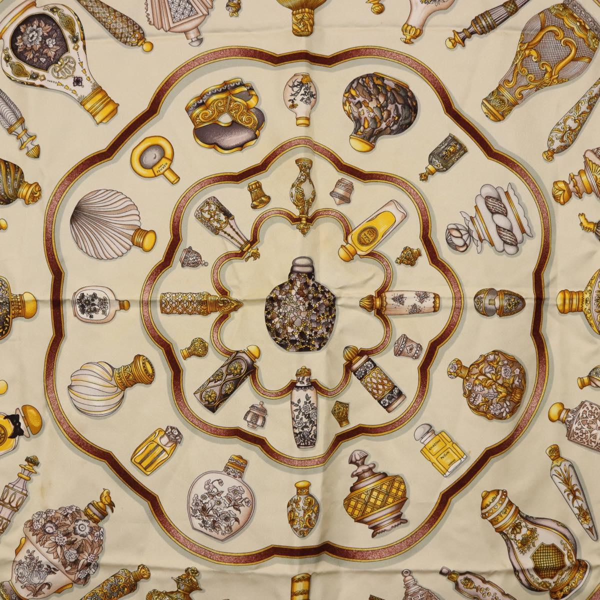 HERMES Carre 90 Scarf Silk Beige Auth 193213