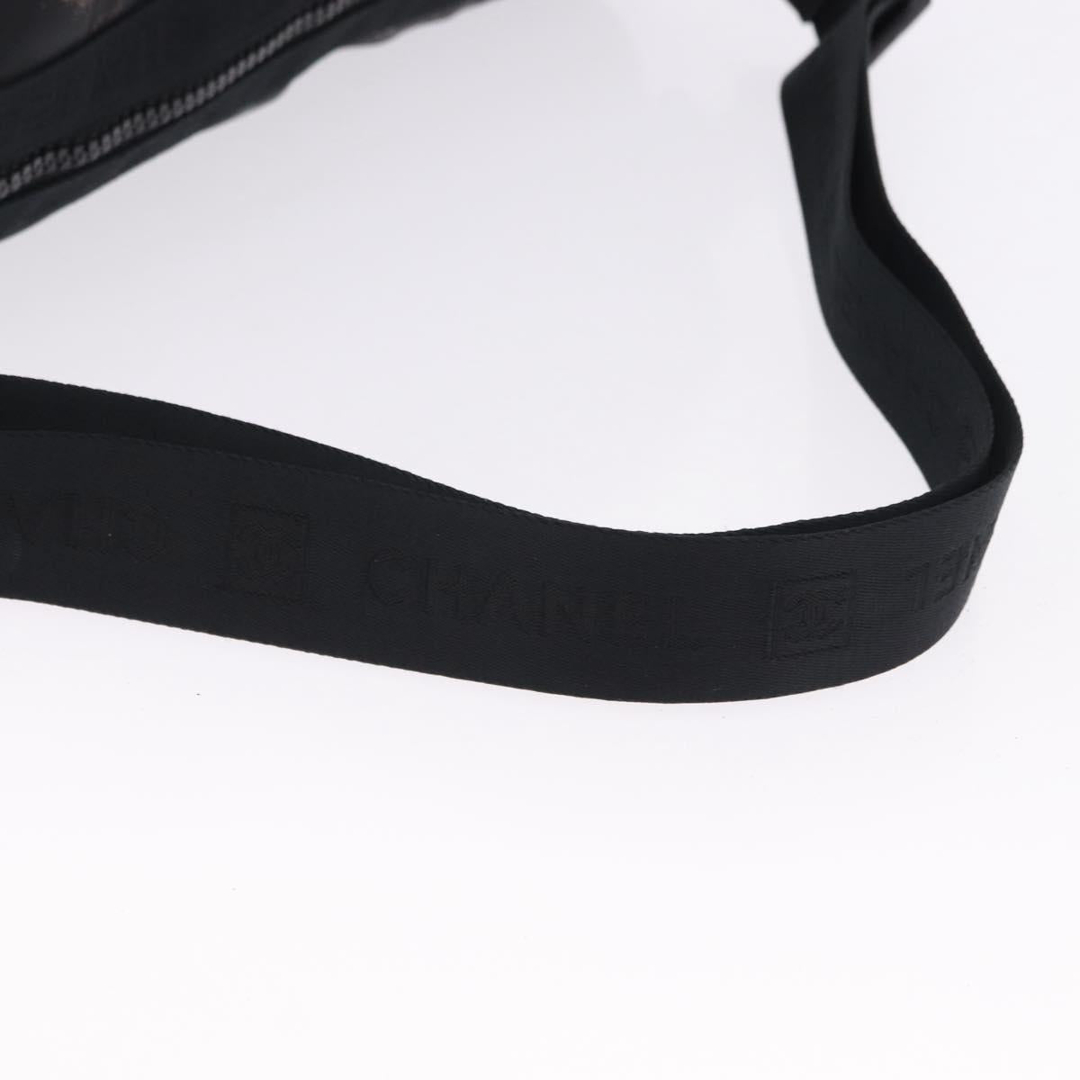 CHANEL Shoulder Bag PVC Canvas Black CC Auth 193242
