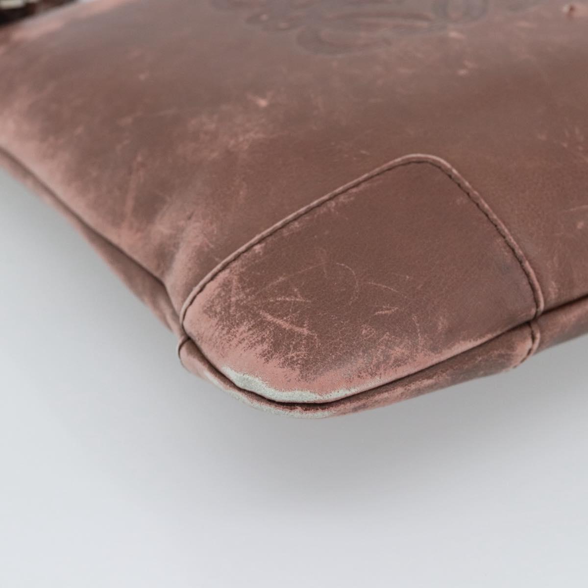 LOEWE Shoulder Bag Leather Bordeaux Silver Auth 193306