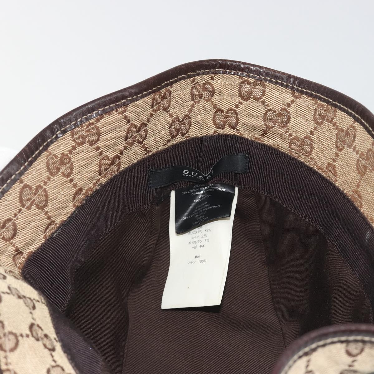 GUCCI GG Canvas Bucket Hat Horsebit L Beige Gold Auth 193307A