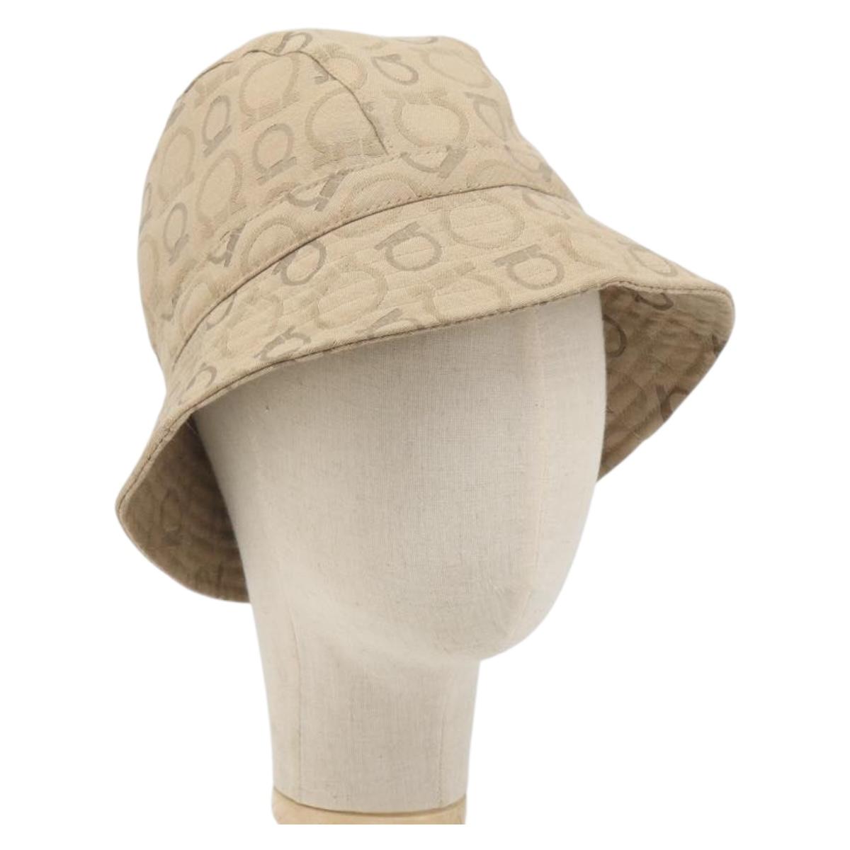 Salvatore Ferragamo Gancini Bucket Hat Canvas Beige Auth 193308A
