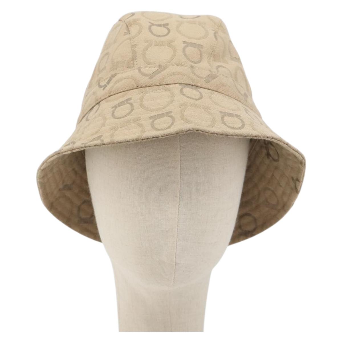 Salvatore Ferragamo Gancini Bucket Hat Canvas Beige Auth 193308A