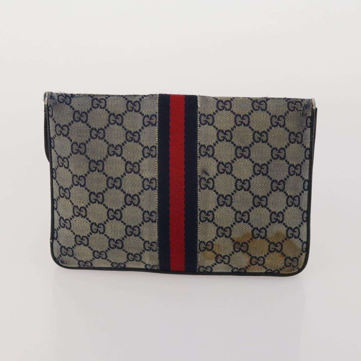 GUCCI Micro Canvas GG Supreme Clutch Bag 3 Set Navy Beige Red Auth 193326