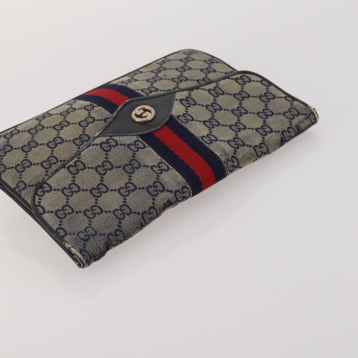 GUCCI Micro Canvas GG Supreme Clutch Bag 3 Set Navy Beige Red Auth 193326