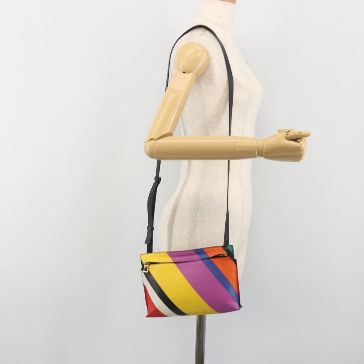 LOEWE Shoulder Bag Leather Multicolor Gold Auth 193351V