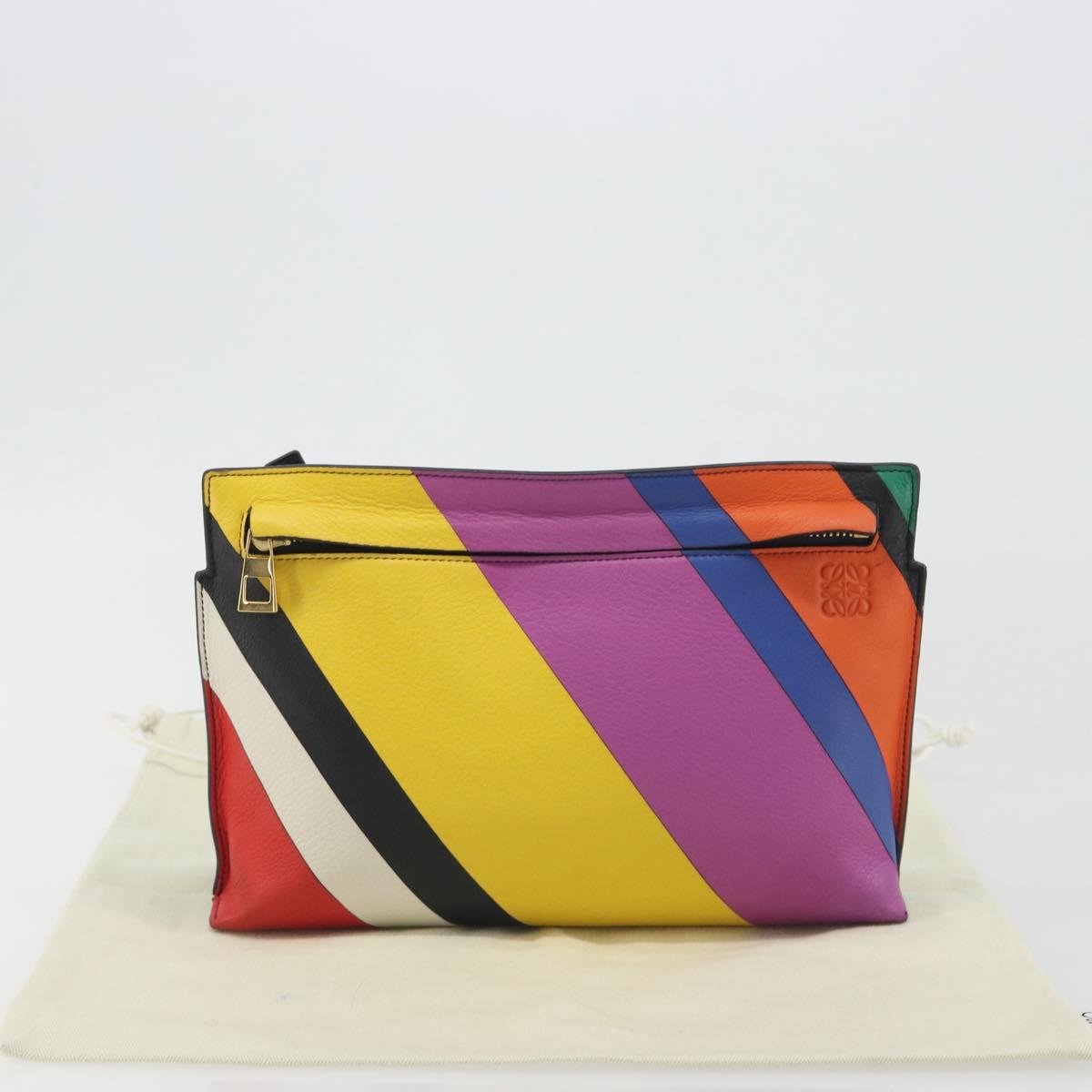 LOEWE Shoulder Bag Leather Multicolor Gold Auth 193351V