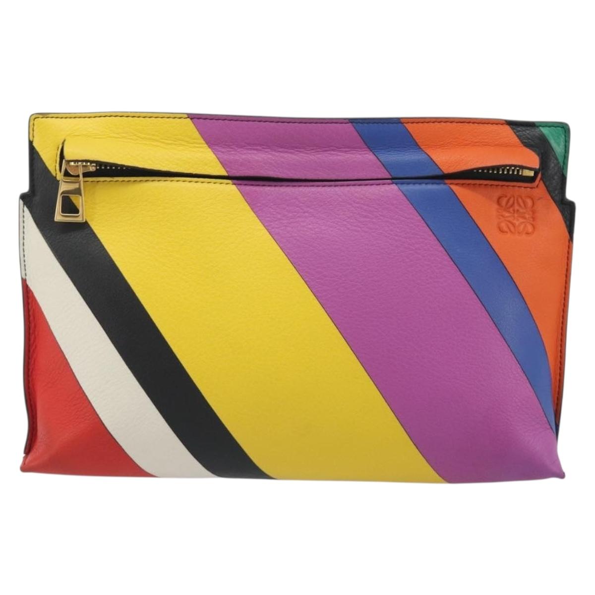 LOEWE Shoulder Bag Leather Multicolor Gold Auth 193351V