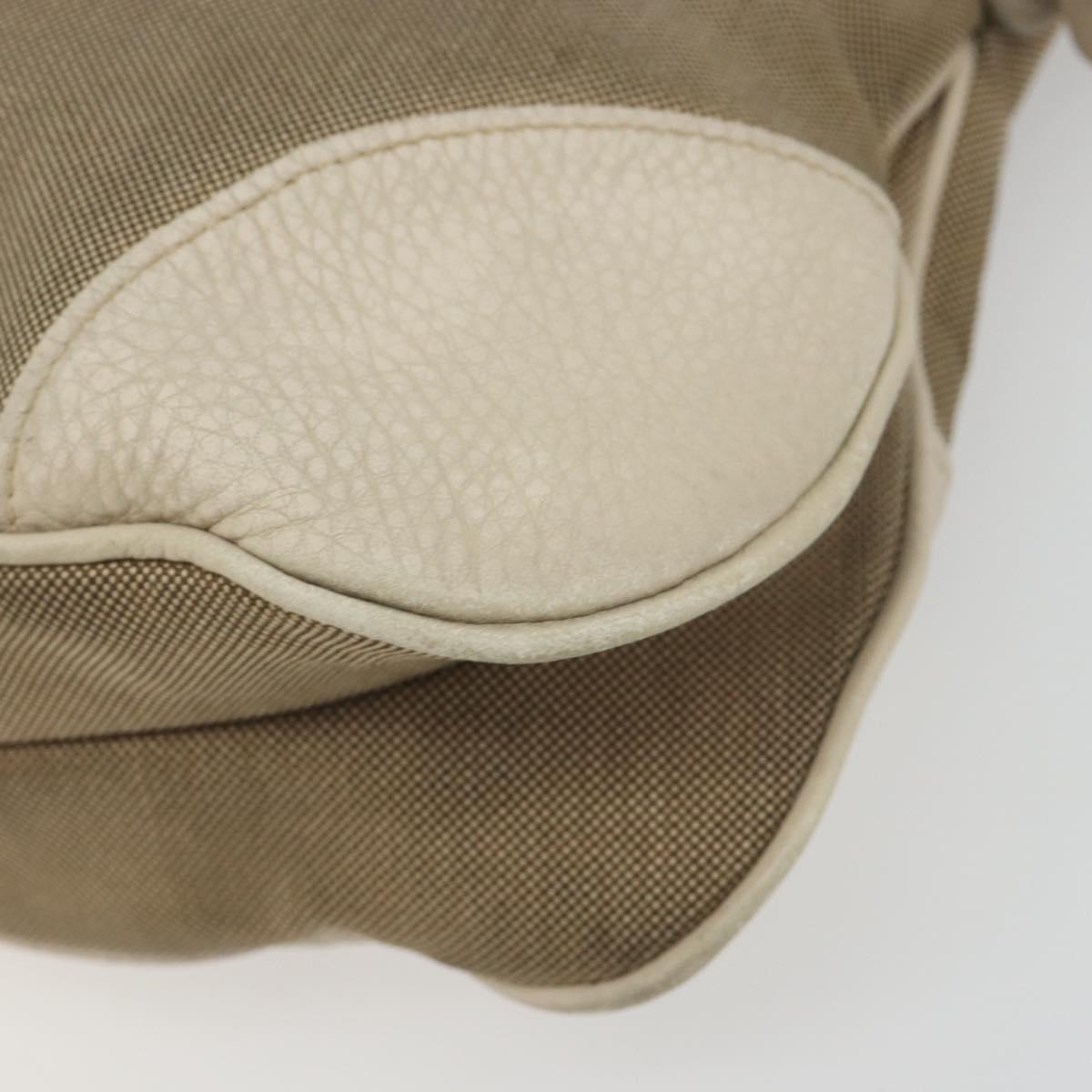 PRADA Shoulder Bag Canvas Beige Gold Auth 193355