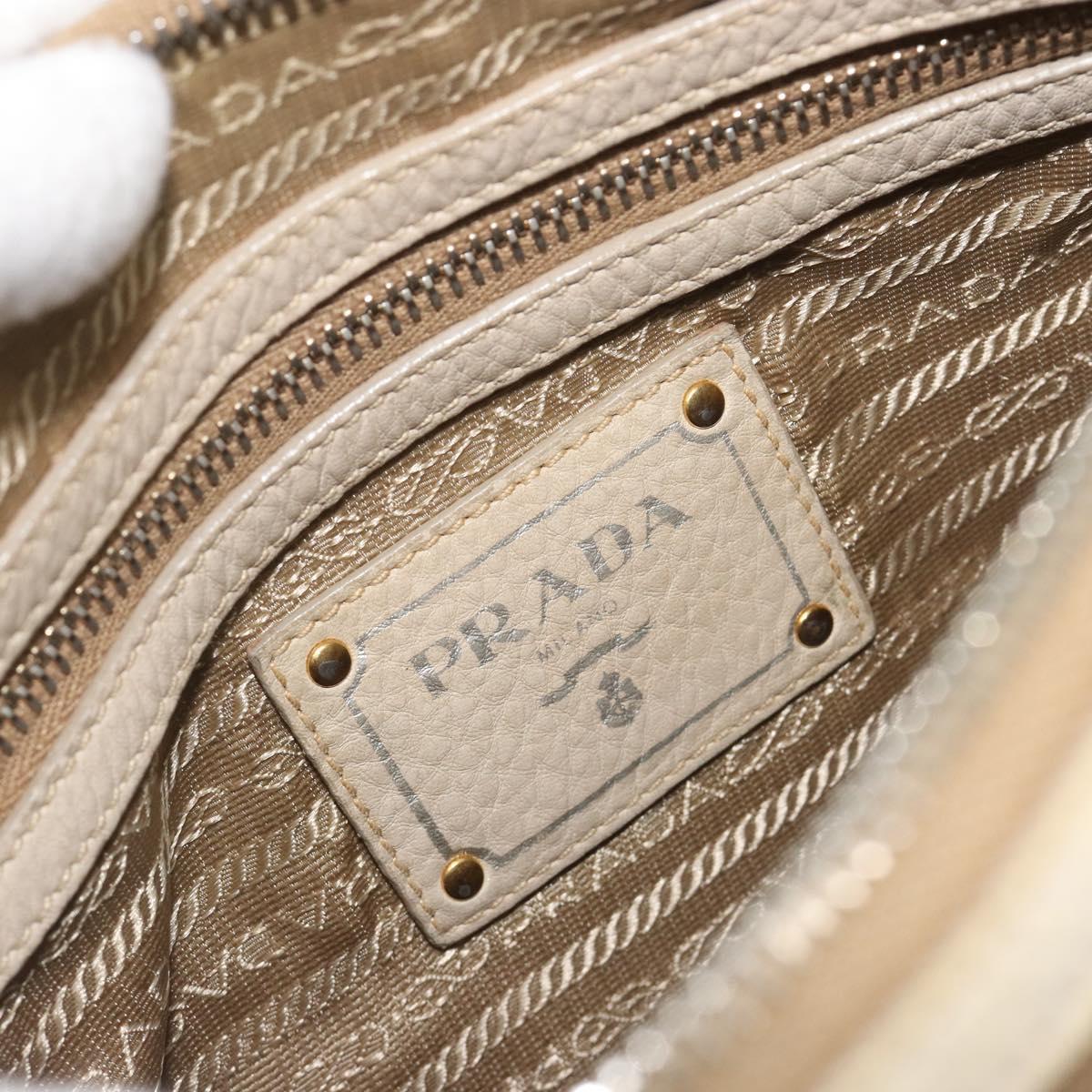 PRADA Shoulder Bag Canvas Beige Gold Auth 193355