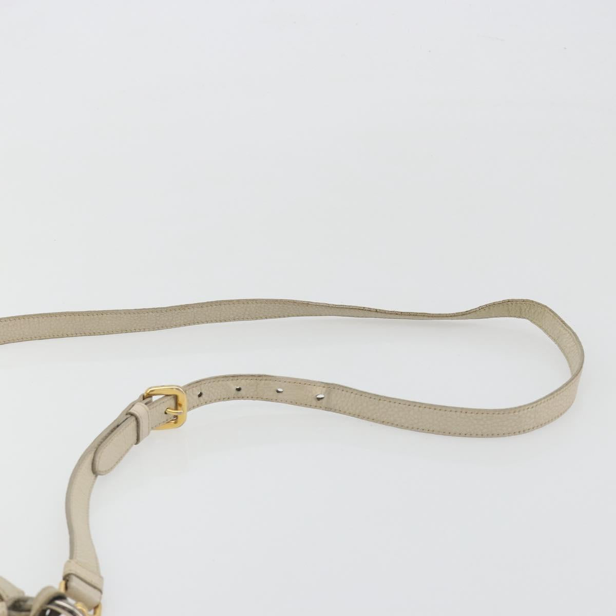 PRADA Shoulder Bag Canvas Beige Gold Auth 193355