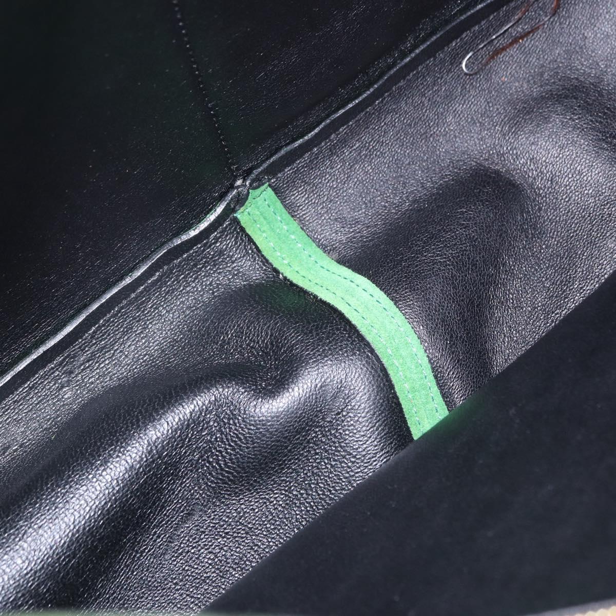 CELINE Chain Shoulder Bag Suede Green Gold Auth 193356A