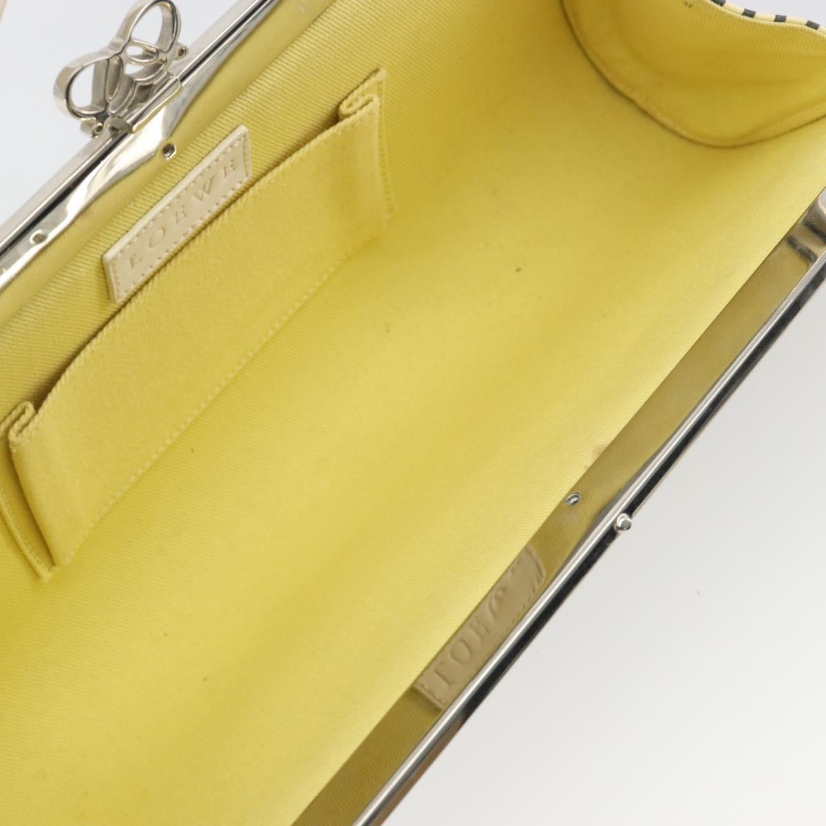 LOEWE Shoulder Bag Leather White Silver Auth 193364