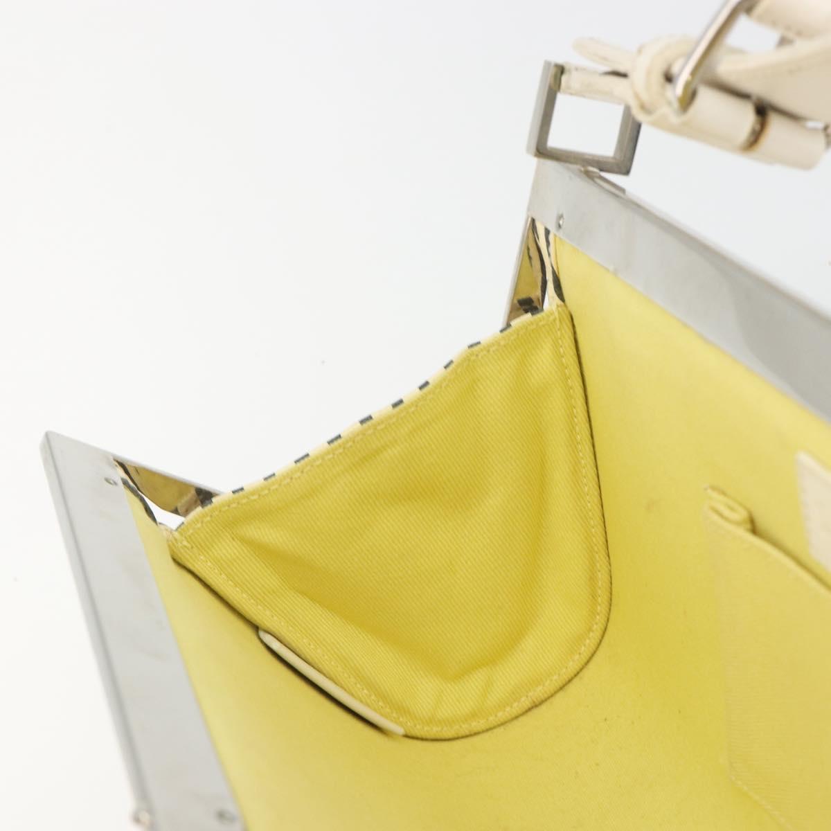 LOEWE Shoulder Bag Leather White Silver Auth 193364