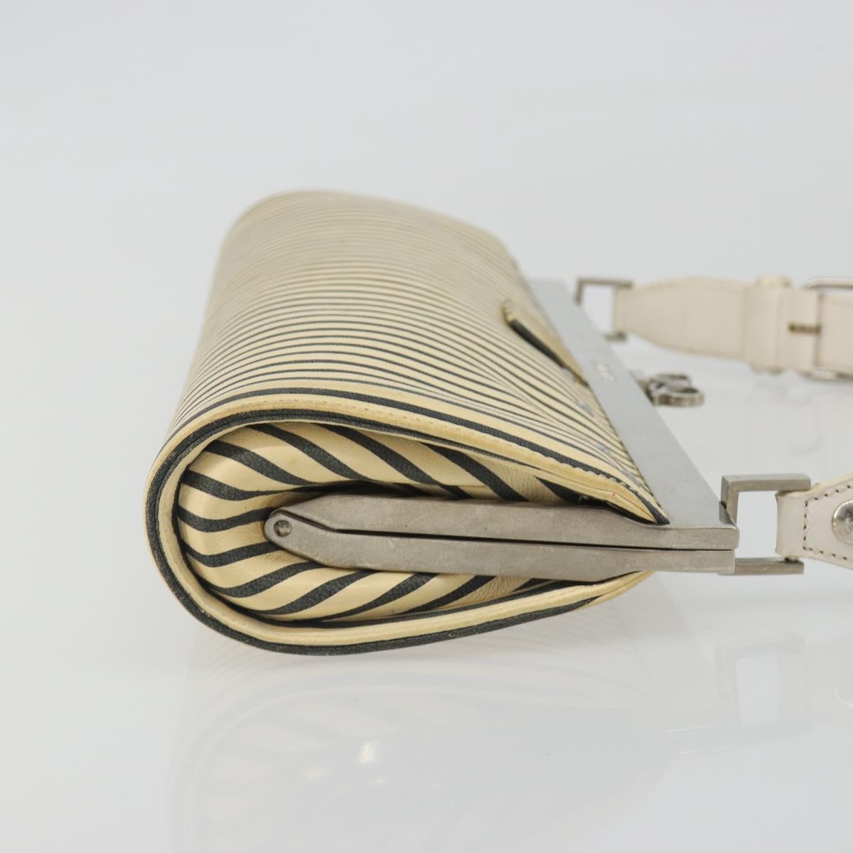 LOEWE Shoulder Bag Leather White Silver Auth 193364