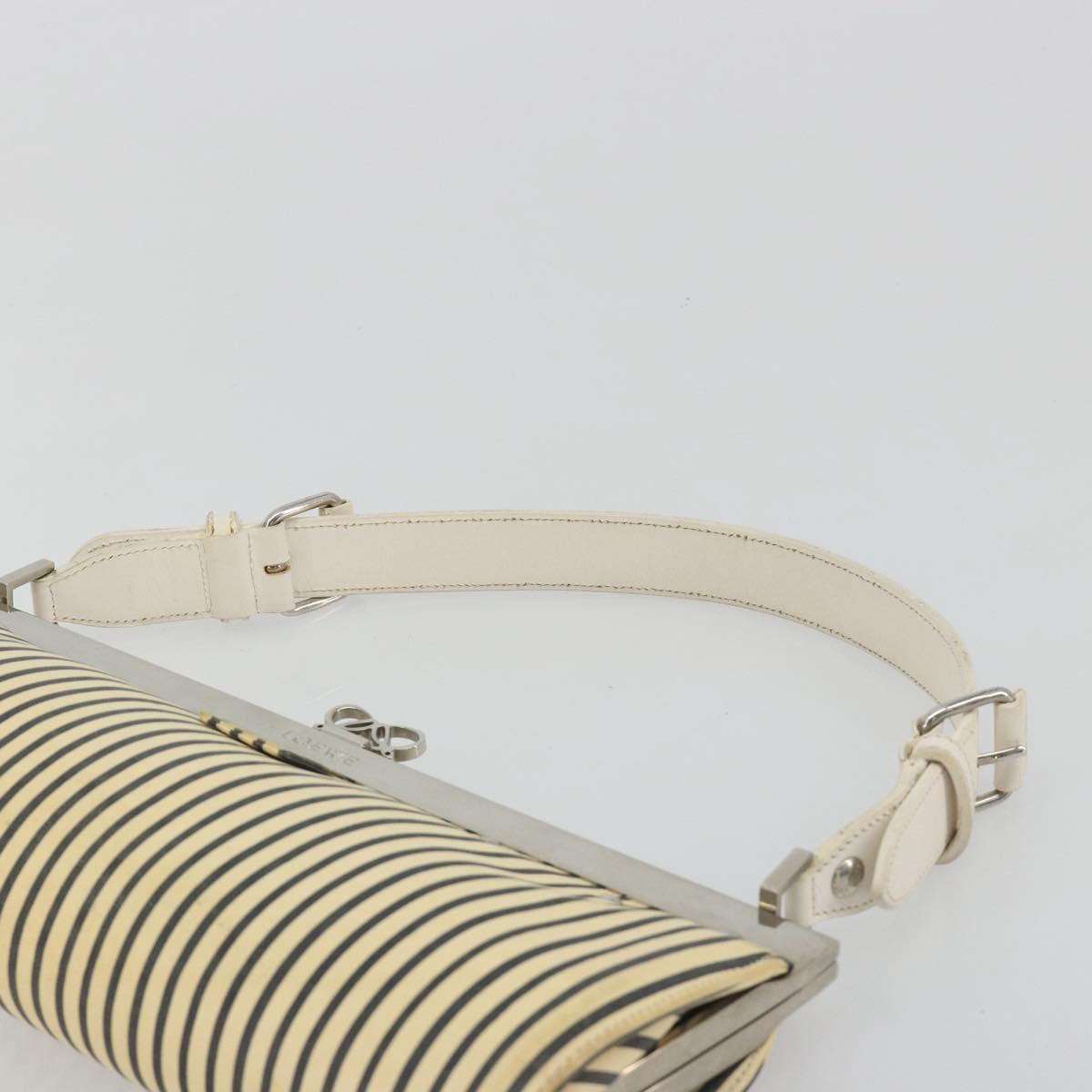LOEWE Shoulder Bag Leather White Silver Auth 193364