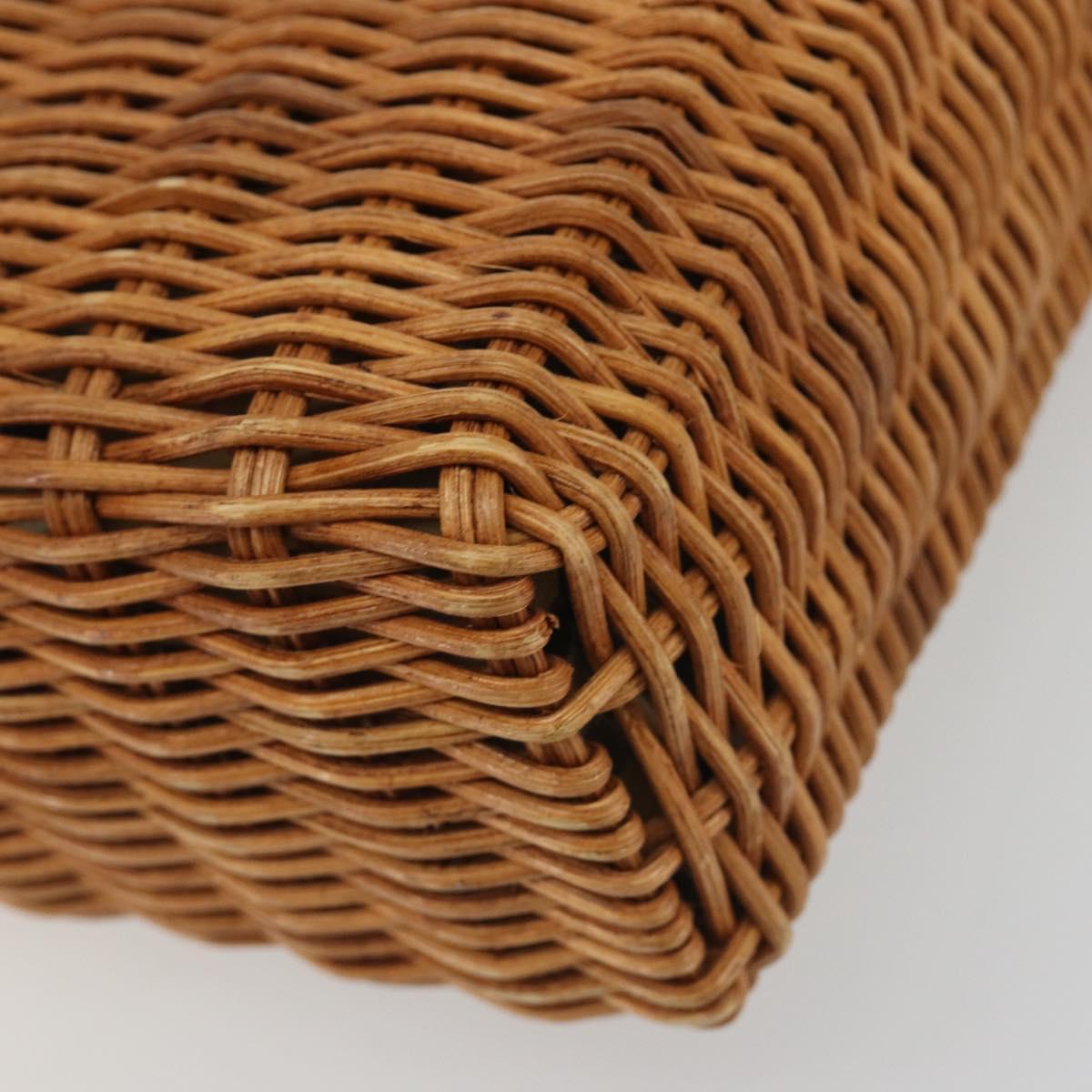 BURBERRY Hand Bag Rattan Brown Silver Auth 193369A