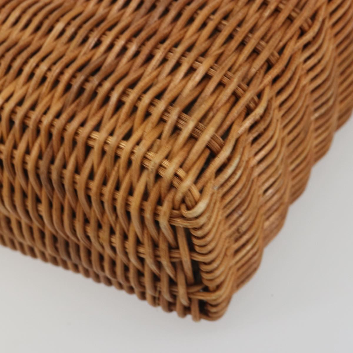 BURBERRY Hand Bag Rattan Brown Silver Auth 193369A