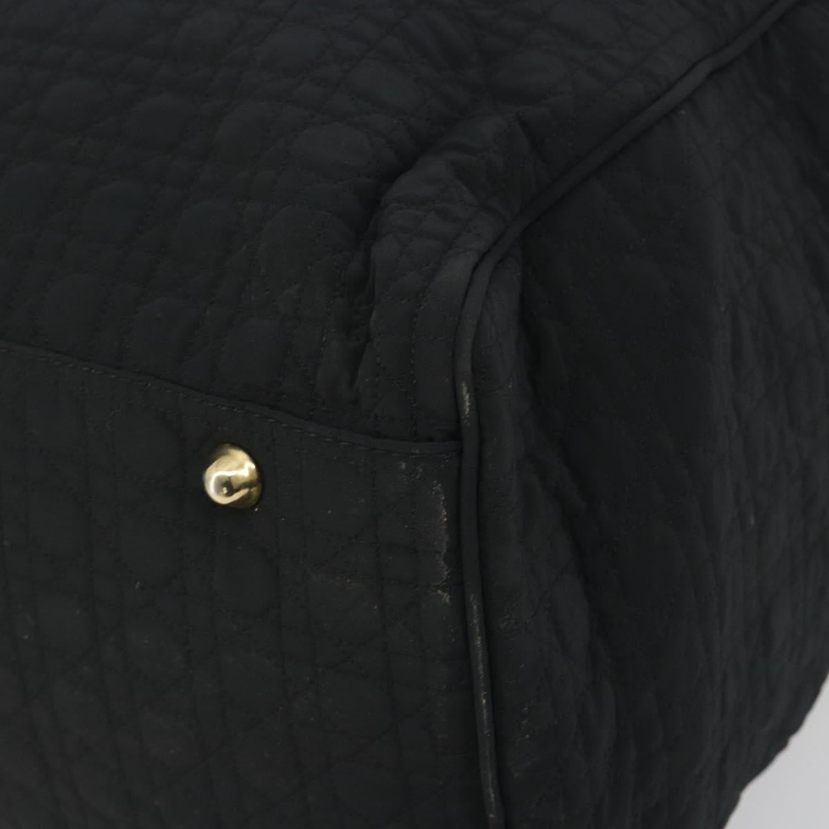 Christian Dior Canage Boston Bag Nylon Black Gold Auth 193370A