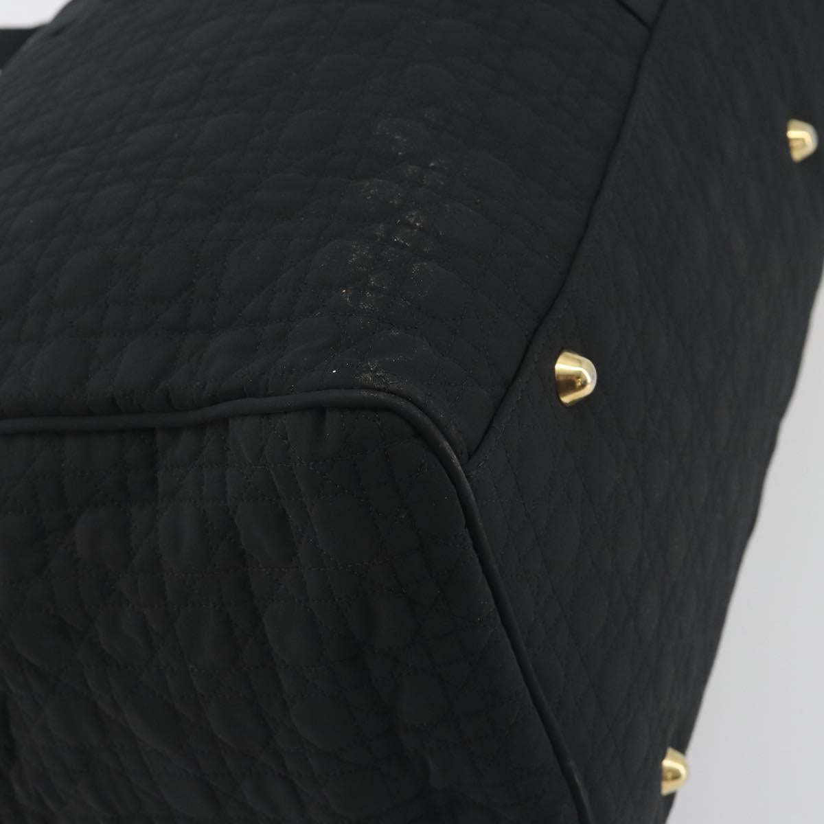 Christian Dior Canage Boston Bag Nylon Black Gold Auth 193370A