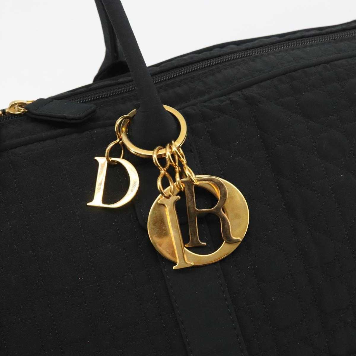 Christian Dior Canage Boston Bag Nylon Black Gold Auth 193370A